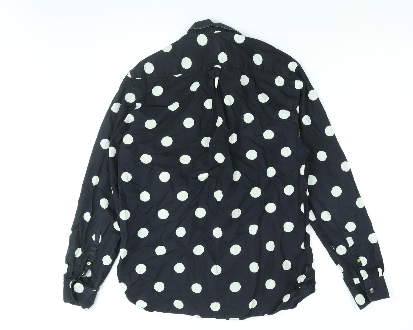 Pretty Green Mens Black Polka Dot Cotton Button-Up Size M Collared Button