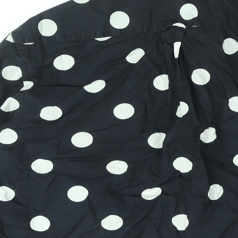 Pretty Green Mens Black Polka Dot Cotton Button-Up Size M Collared Button