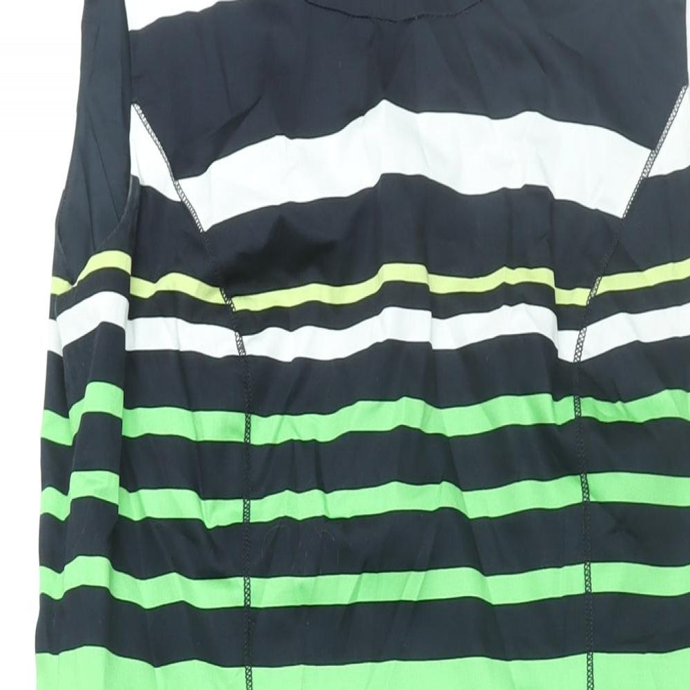 Gerry Weber Womens Blue Striped Cotton Shift Size 12 Round Neck Zip