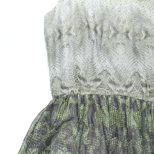 Warehouse Womens Multicoloured Animal Print Polyester A-Line Size 8 Scoop Neck Zip - Snakeskin Print