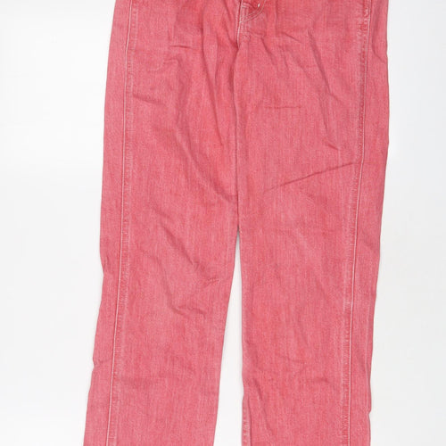 Uniqlo Womens Pink Cotton Straight Jeans Size 26 in L26 in Regular Zip