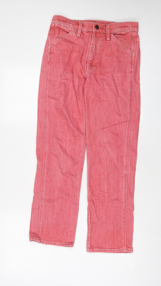 Uniqlo Womens Pink Cotton Straight Jeans Size 26 in L26 in Regular Zip