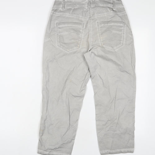 Cecil Womens Grey Cotton Capri Trousers Size 25 in L22 in Regular Button