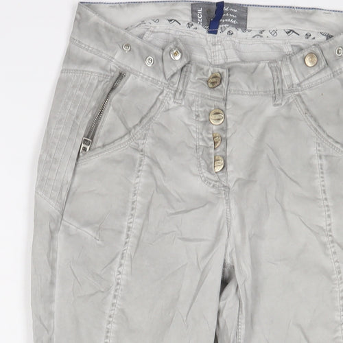Cecil Womens Grey Cotton Capri Trousers Size 25 in L22 in Regular Button