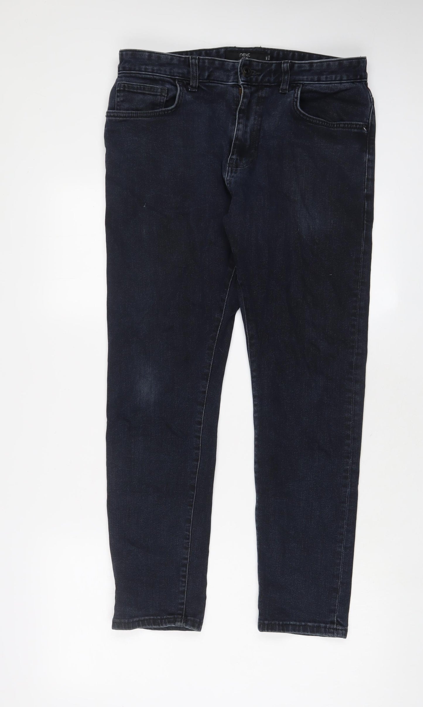 NEXT Mens Blue Cotton Skinny Jeans Size 34 in L29 in Regular Zip - Short Leg