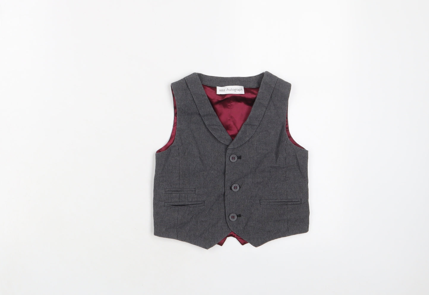 Autograph Boys Grey Houndstooth Jacket Waistcoat Size 2-3 Years Button