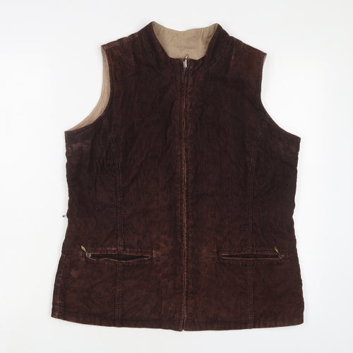 DASH Womens Brown Gilet Jacket Size 12 Zip