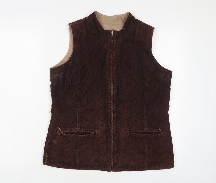 DASH Womens Brown Gilet Jacket Size 12 Zip