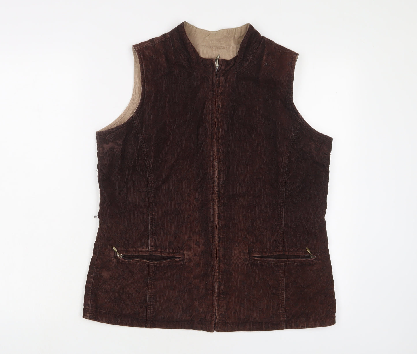 DASH Womens Brown Gilet Jacket Size 12 Zip