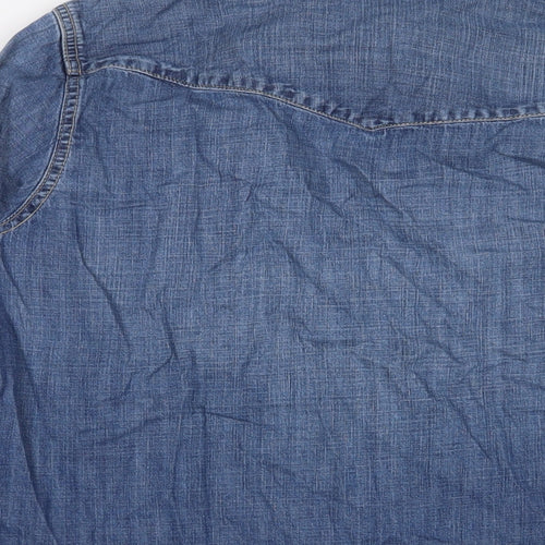 H&M Mens Blue Cotton Button-Up Size S Collared Snap