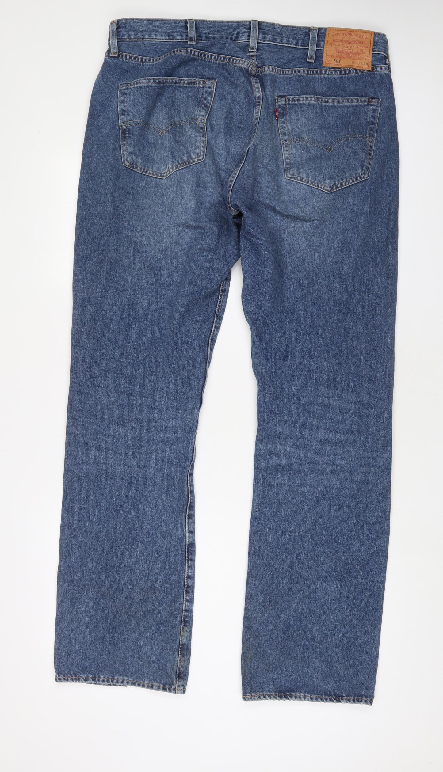 Levi's Mens Blue Cotton Straight Jeans Size 38 in L34 in Regular Button - Long Leg