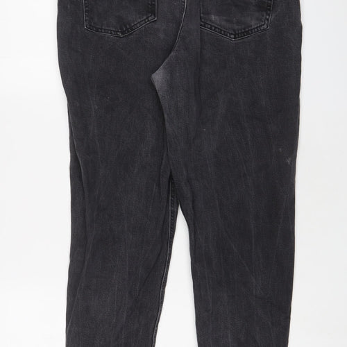 New Look Womens Grey Cotton Straight Jeans Size 16 L27 in Slim Zip