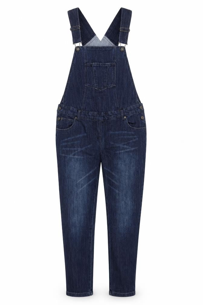 JoJo Maman Bébé Womens Blue Cotton Dungaree One-Piece Size 6 L32 in Button