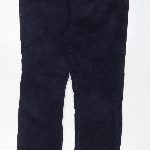 H&M Womens Blue Cotton Trousers Size M L29 in Regular Zip