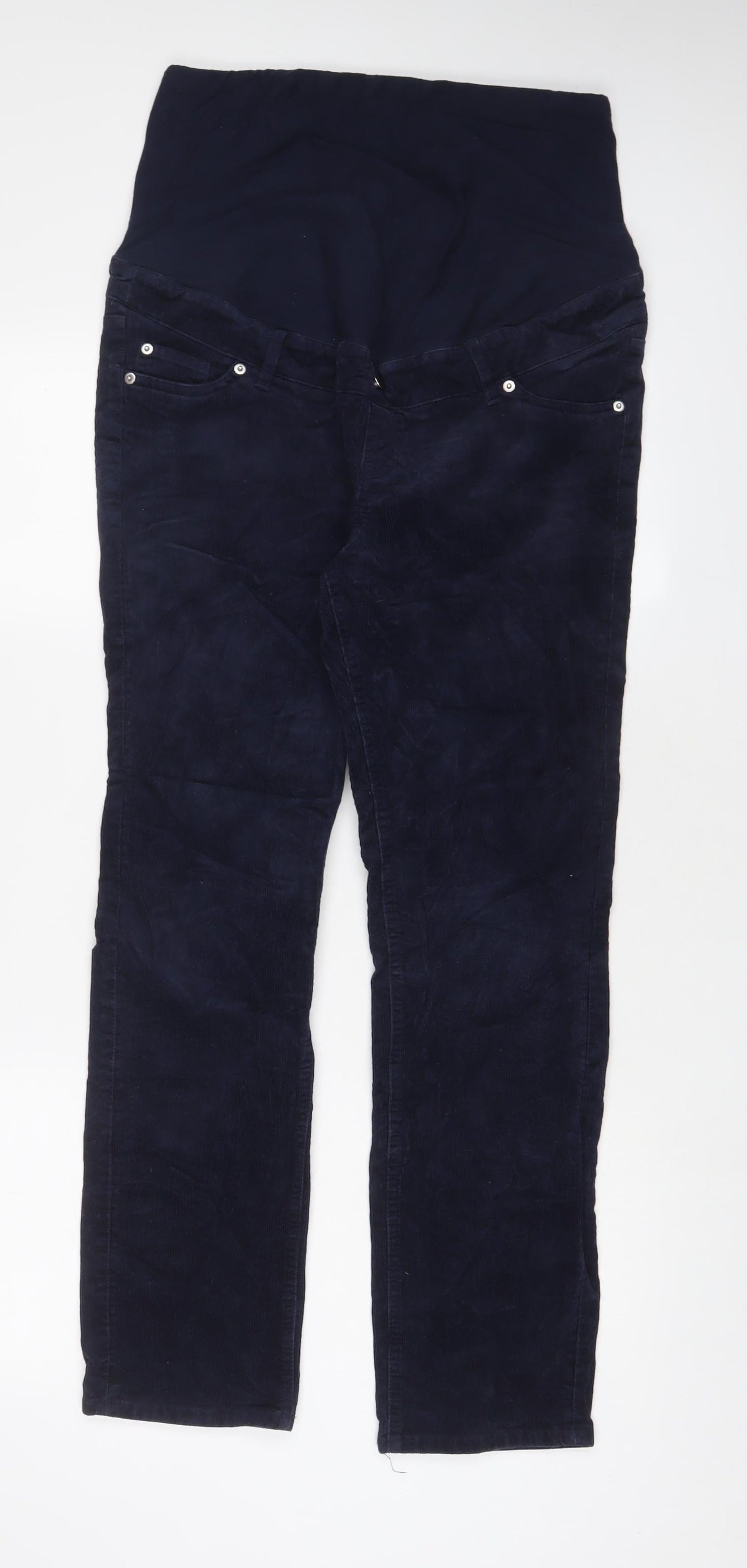 H&M Womens Blue Cotton Trousers Size M L29 in Regular Zip