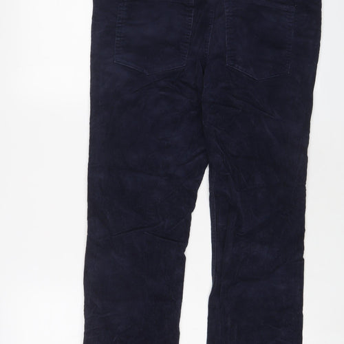 H&M Womens Blue Cotton Trousers Size M L29 in Regular Zip