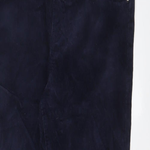 H&M Womens Blue Cotton Trousers Size M L29 in Regular Zip