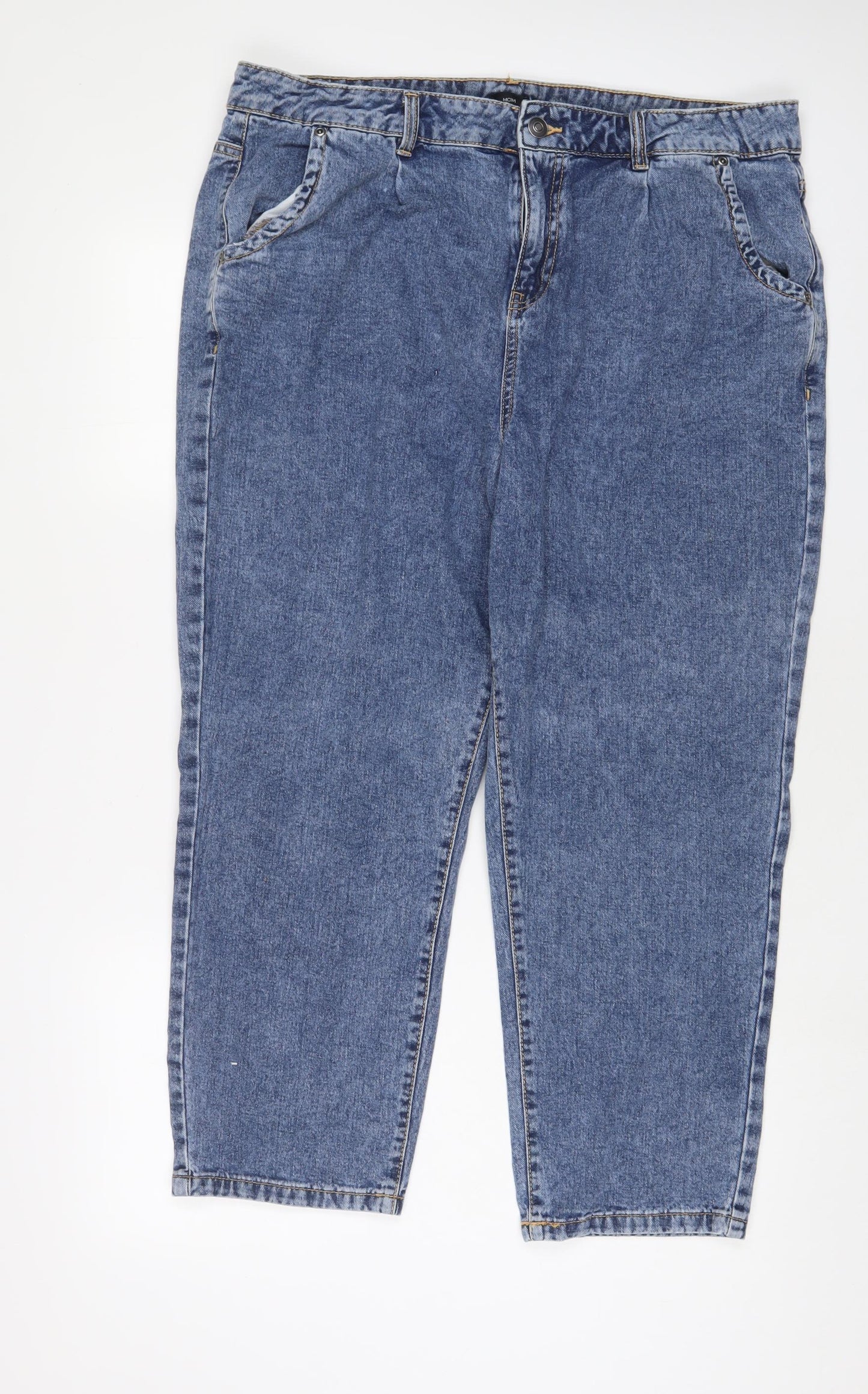 TU Womens Blue Cotton Mom Jeans Size 18 L26 in Regular Zip