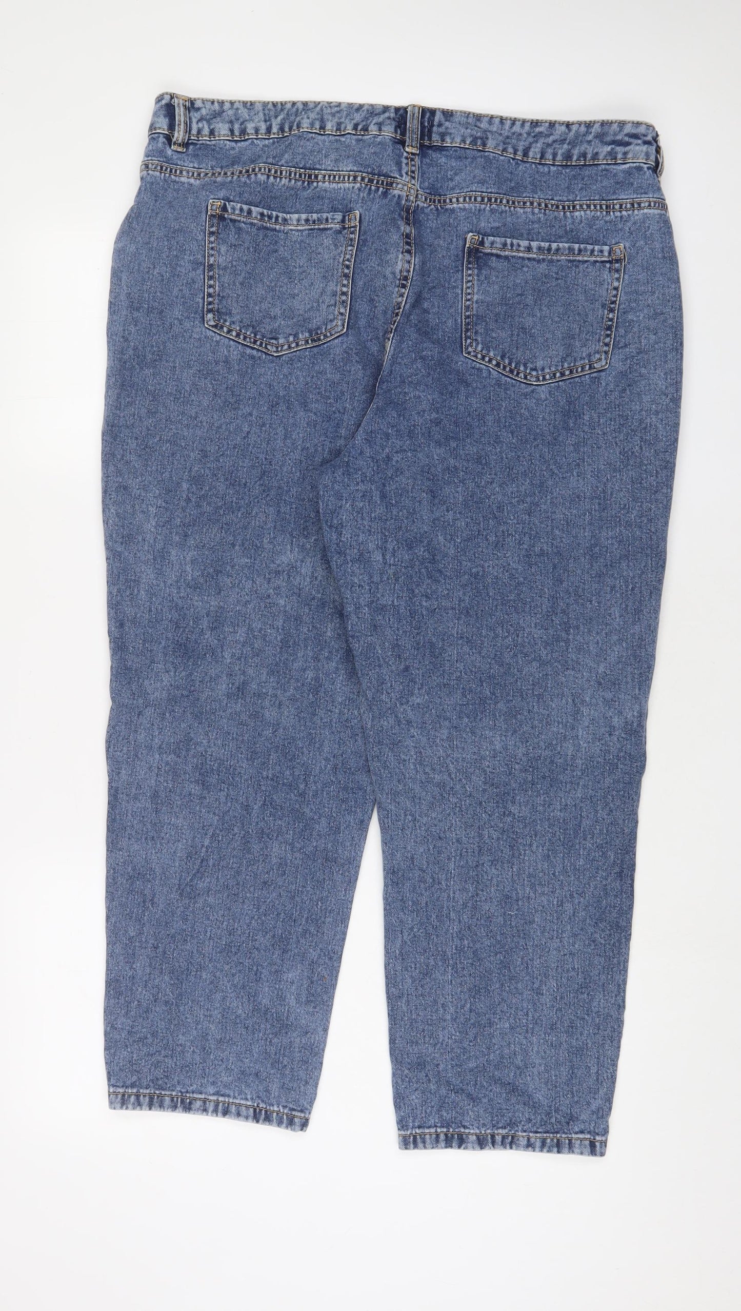 TU Womens Blue Cotton Mom Jeans Size 18 L26 in Regular Zip