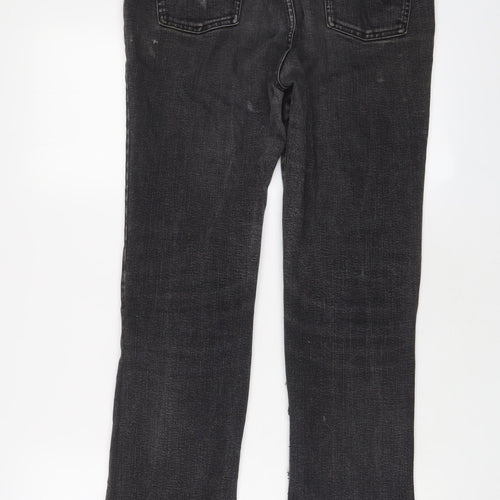 Per Una Womens Grey Cotton Straight Jeans Size 12 L28 in Regular Zip