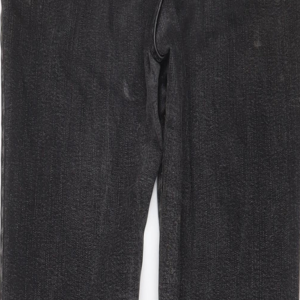 Per Una Womens Grey Cotton Straight Jeans Size 12 L28 in Regular Zip