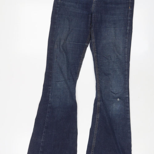 Topshop Womens Blue Cotton Flared Jeans Size 26 in L30 in Regular Zip