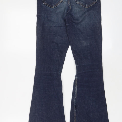 Topshop Womens Blue Cotton Flared Jeans Size 26 in L30 in Regular Zip