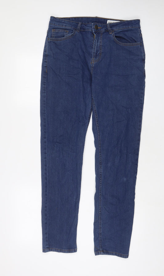 Denim & Co. Mens Blue Cotton Straight Jeans Size 32 in L32 in Slim Zip