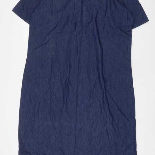 S-Mart Womens Blue Fair Isle Cotton A-Line Size L V-Neck Pullover - Embroidered