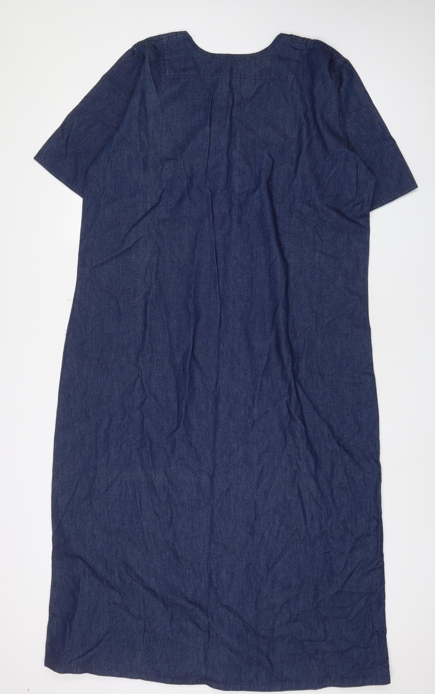 S-Mart Womens Blue Fair Isle Cotton A-Line Size L V-Neck Pullover - Embroidered