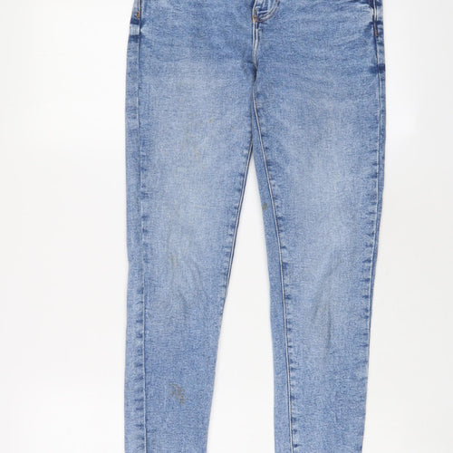 Zara Womens Blue Cotton Skinny Jeans Size 8 L28 in Regular Zip