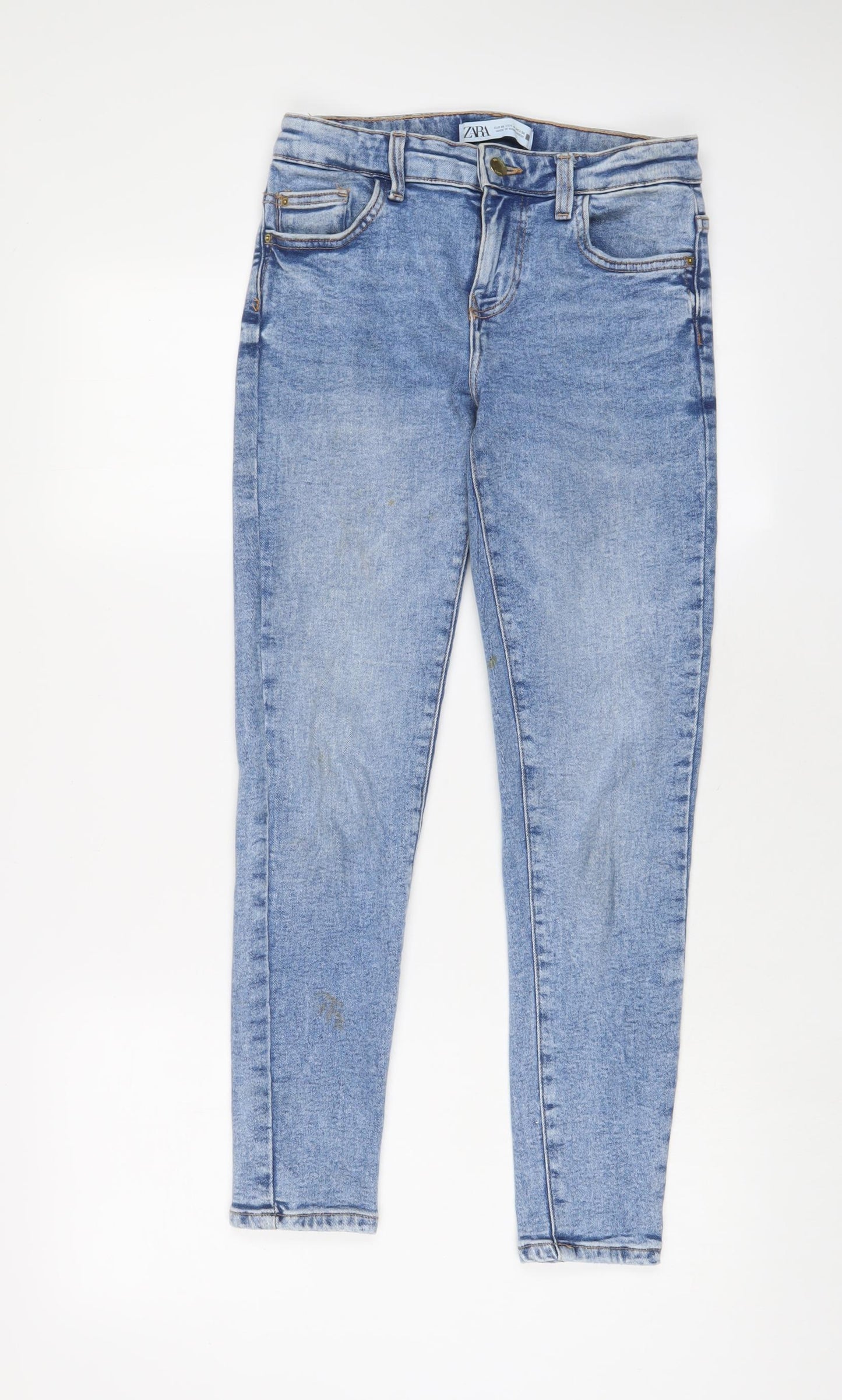 Zara Womens Blue Cotton Skinny Jeans Size 8 L28 in Regular Zip