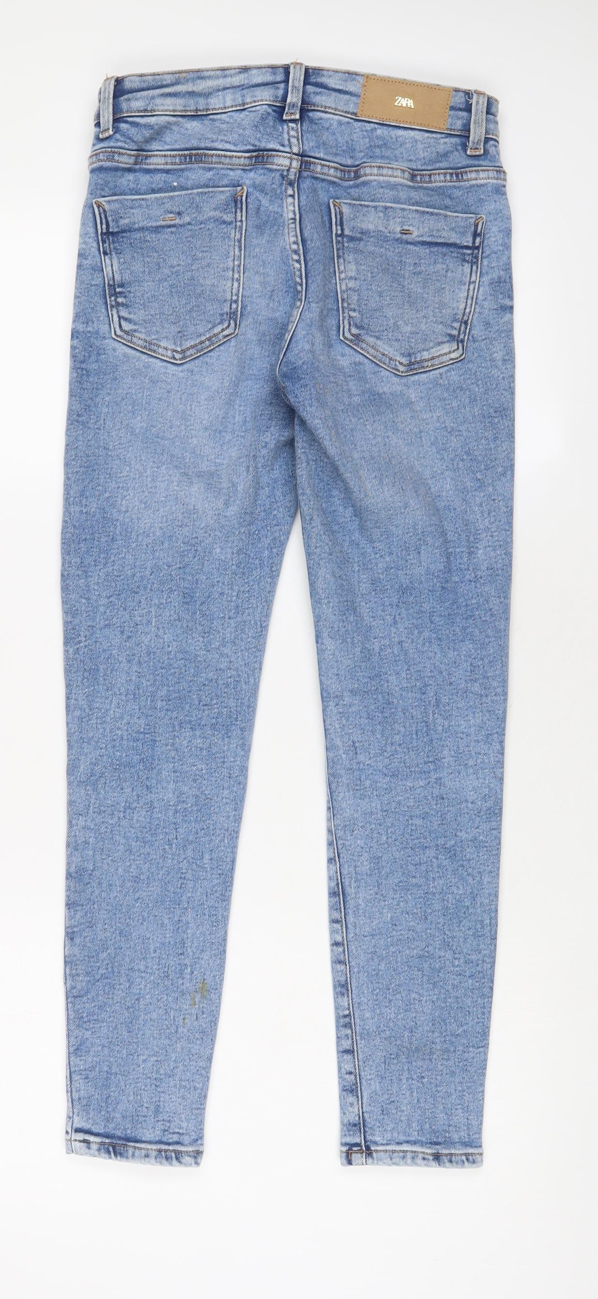 Zara Womens Blue Cotton Skinny Jeans Size 8 L28 in Regular Zip