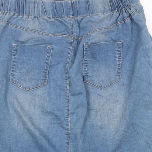 Papaya Womens Blue Cotton A-Line Skirt Size 14