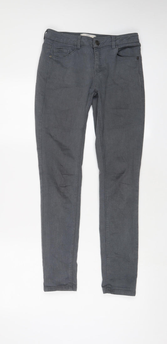 Fat Face Womens Grey Cotton Skinny Jeans Size 8 L28 in Regular Zip