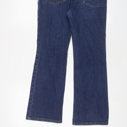 Per Una Womens Blue Cotton Bootcut Jeans Size 12 L28 in Regular Zip