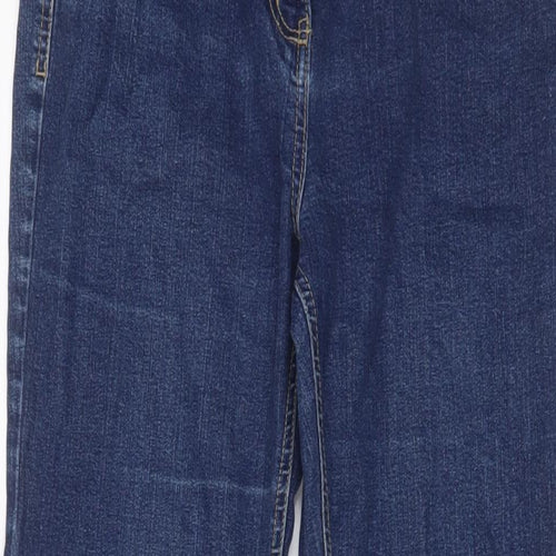 Per Una Womens Blue Cotton Bootcut Jeans Size 12 L28 in Regular Zip