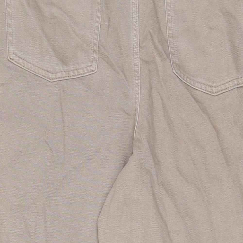 Marks and Spencer Womens Beige Cotton Wide-Leg Jeans Size 20 L23 in Regular Zip