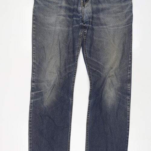 Autograph Mens Blue Cotton Straight Jeans Size 34 in L33 in Regular Zip - Long Leg