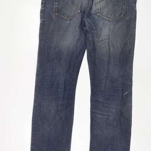 Autograph Mens Blue Cotton Straight Jeans Size 34 in L33 in Regular Zip - Long Leg
