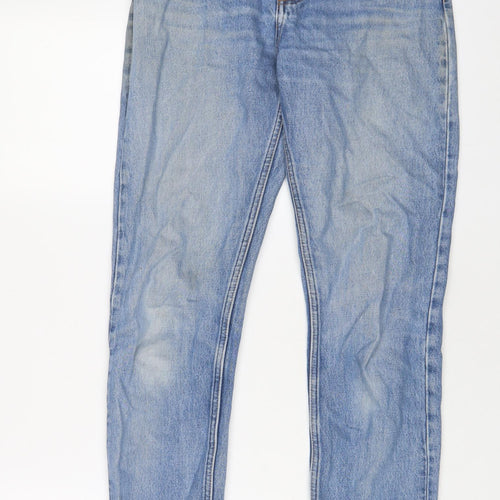 Monki Womens Blue Cotton Straight Jeans Size 26 in L28 in Regular Zip