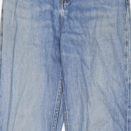 Monki Womens Blue Cotton Straight Jeans Size 26 in L28 in Regular Zip