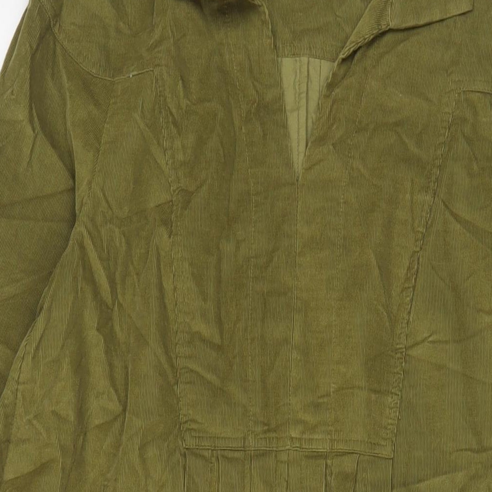 Toast Womens Green Cotton A-Line Size 12 V-Neck Pullover - Pleated