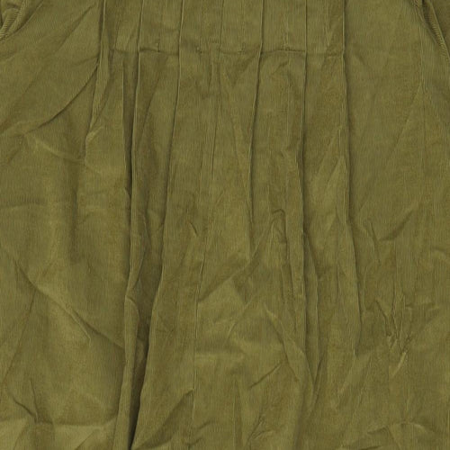 Toast Womens Green Cotton A-Line Size 12 V-Neck Pullover - Pleated