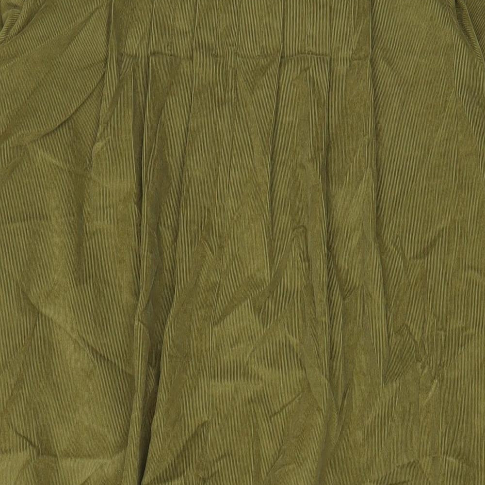 Toast Womens Green Cotton A-Line Size 12 V-Neck Pullover - Pleated