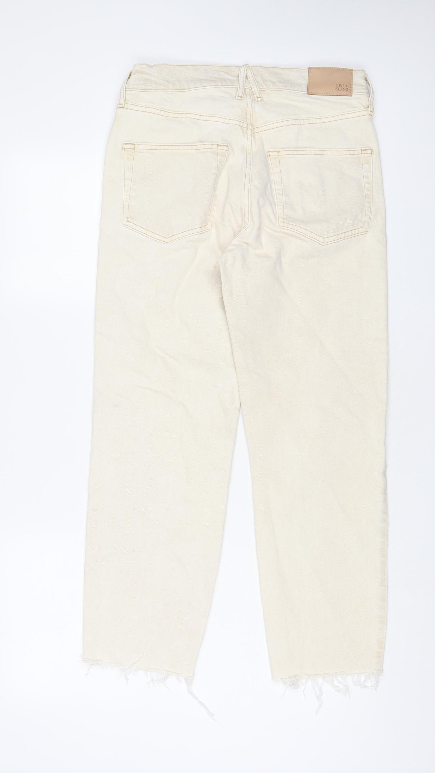 River Island Womens Beige Cotton Straight Jeans Size 10 L26 in Regular Zip