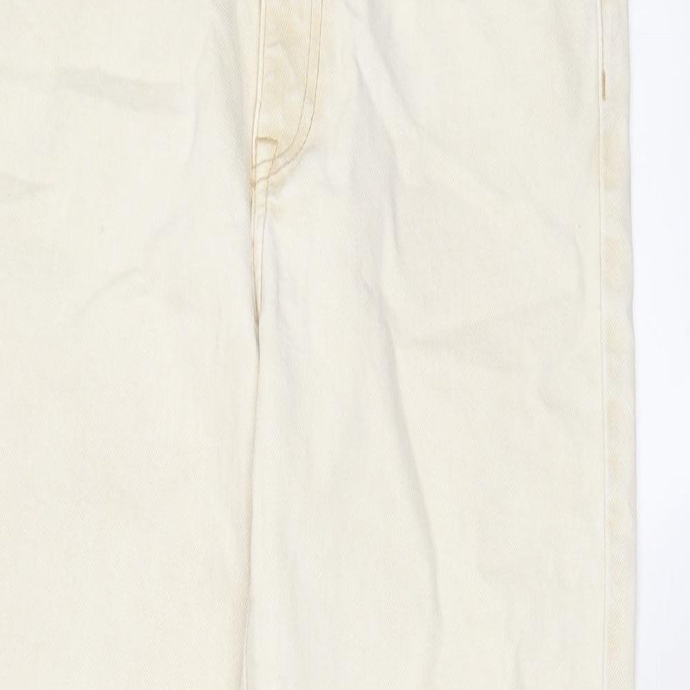 River Island Womens Beige Cotton Straight Jeans Size 10 L26 in Regular Zip