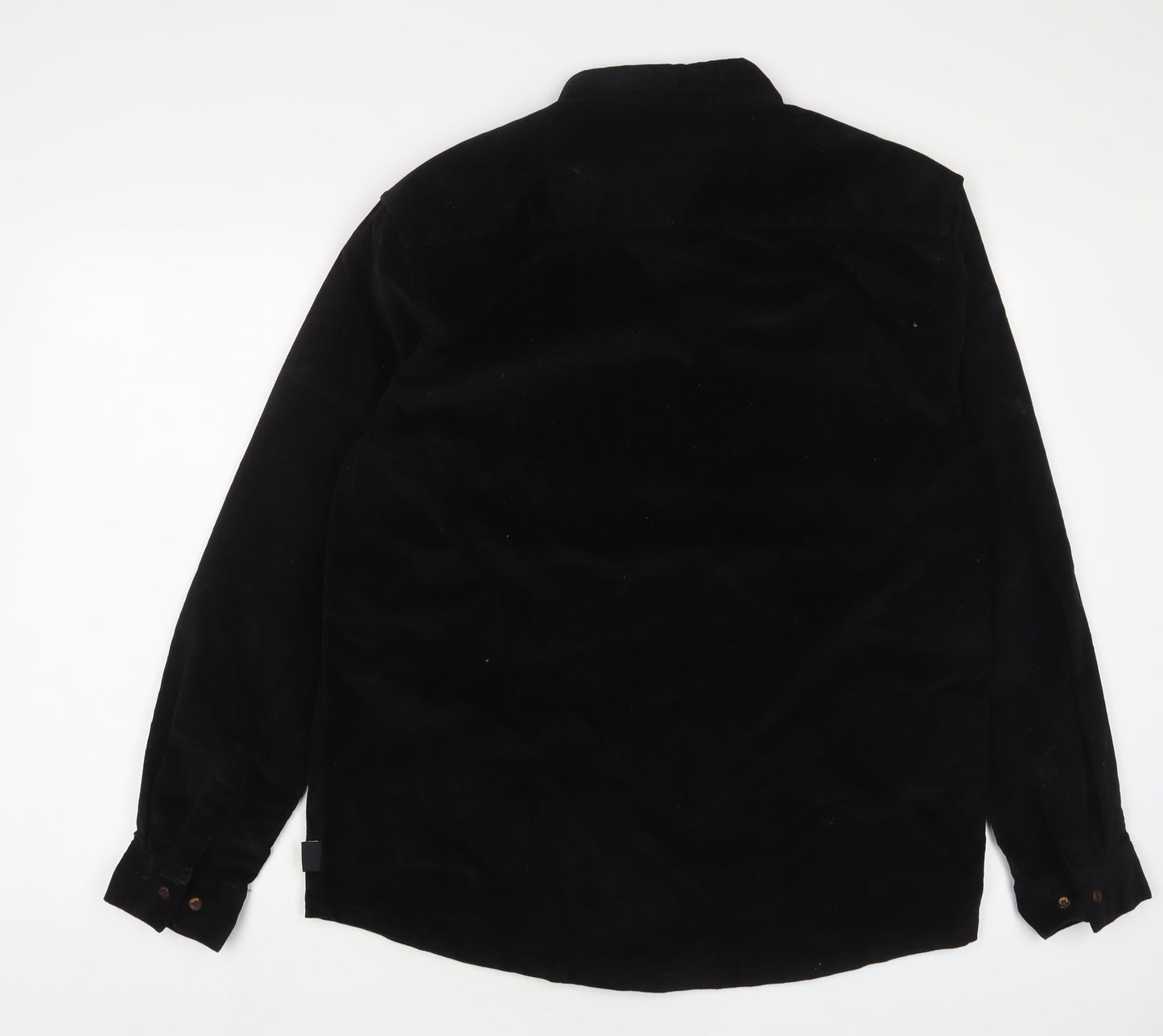 Chelsea Peers Mens Black Cotton Button-Up Size M Collared Button - Embroidered