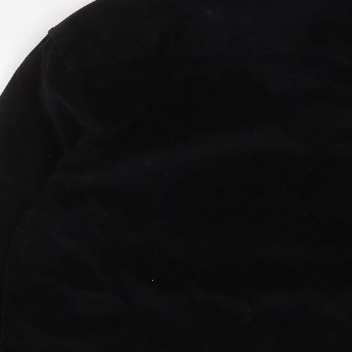 Chelsea Peers Mens Black Cotton Button-Up Size M Collared Button - Embroidered