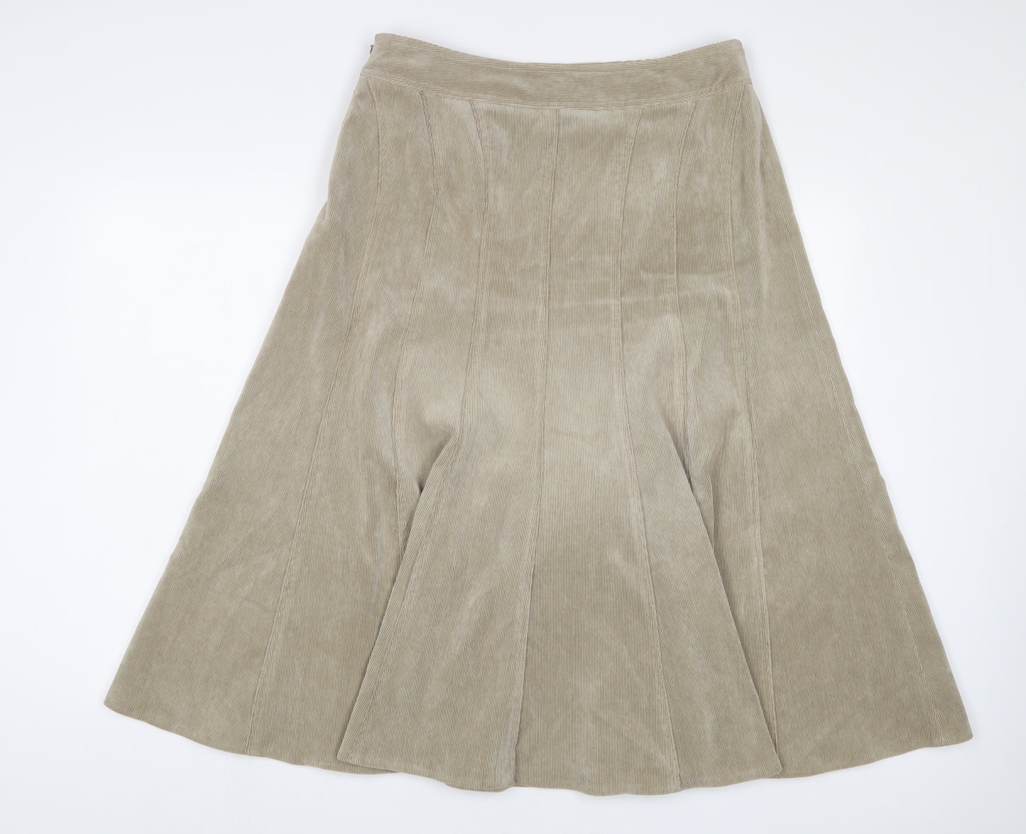 Viyella Womens Beige Polyester A-Line Skirt Size 12 Zip